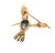 Mid-Century 18k Yellow Gold Emerald and Diamond Hummingbird Pin For Sale - Image 4 of 6