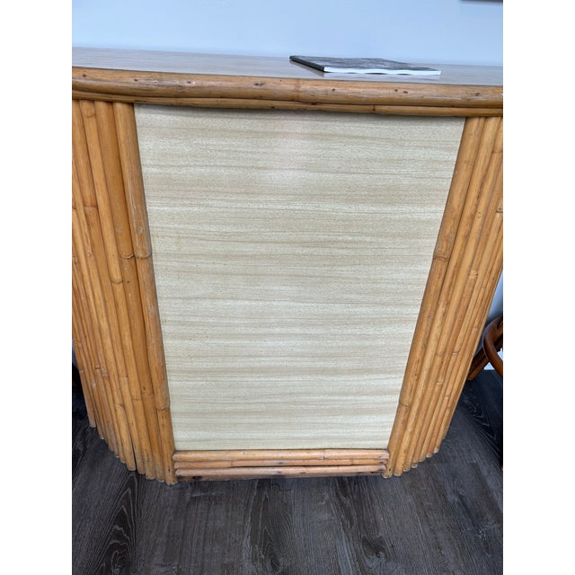 1960s Vintage Bamboos Bar With Upholstered Bar Stools For Sale - Image 5 of 5