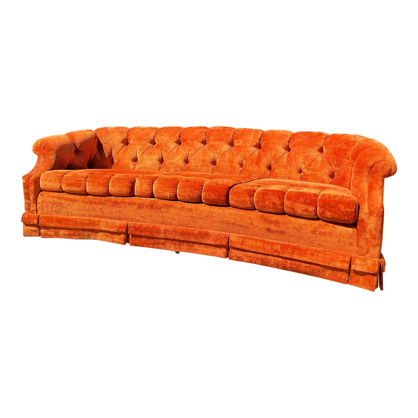 1960s Vintage Orange Velour Sofa Chairish