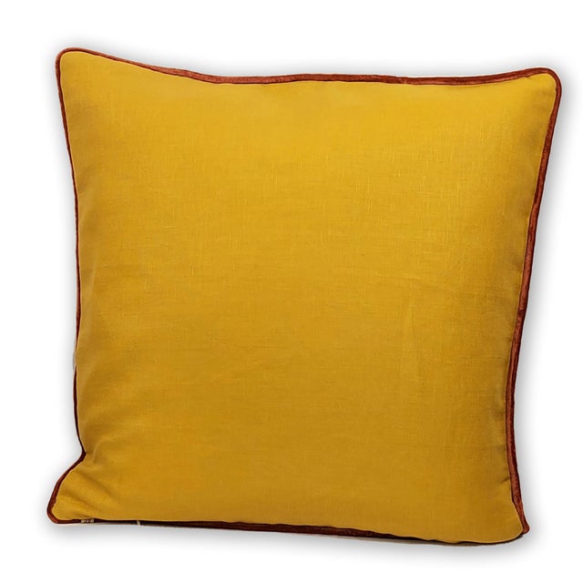 Rich in color and texture, this decorative pillow features a striking bee motif rendered in silk velvet appliqué and...