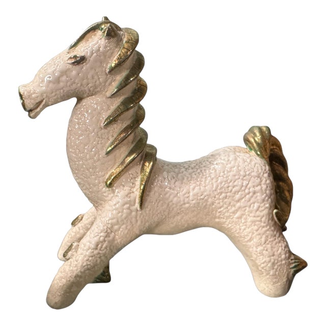Vintage French Mid Century Modern Figural Art Pottery Horse Statue Sculpture A For Sale
