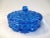 Mid-Century Lazer Blue Cut Glass Lidded Divided Bowl For Sale - Image 9 of 9
