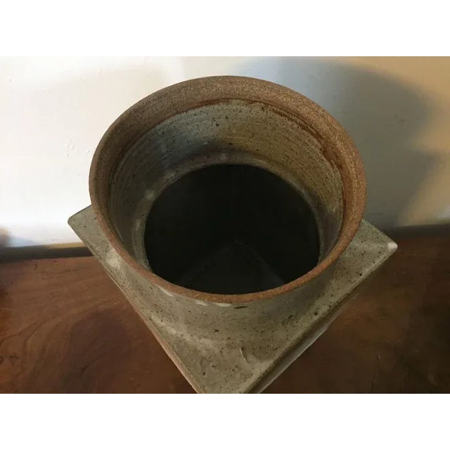 Ceramic 1978 Mid Century Modern Art Pottery Square Vase signed Gay Schempr For Sale - Image 7 of 9