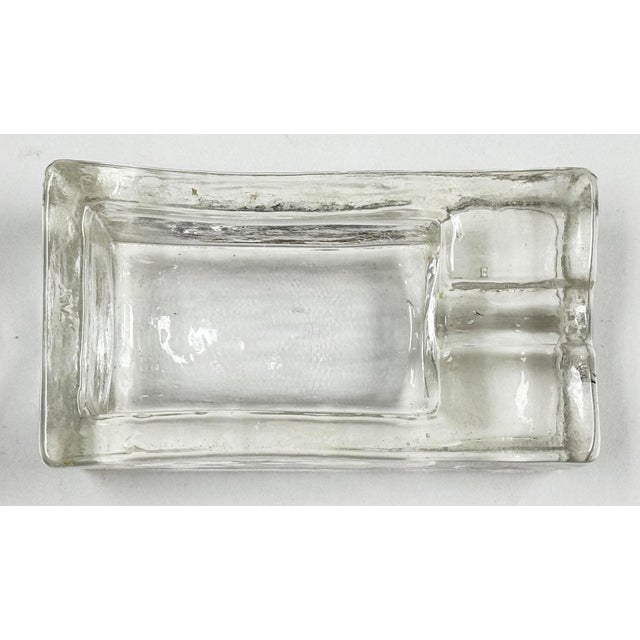 Mid-Century Modern Vintage Italian Glass Block Ashtray or Trinket Dish For Sale - Image 3 of 13