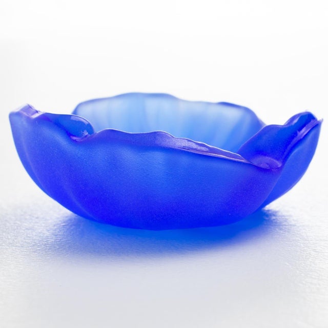 Blue Daum France Cobalt Blue Pate de Verre Cactus Flower Paperweight Sculpture, 1970s For Sale - Image 8 of 8