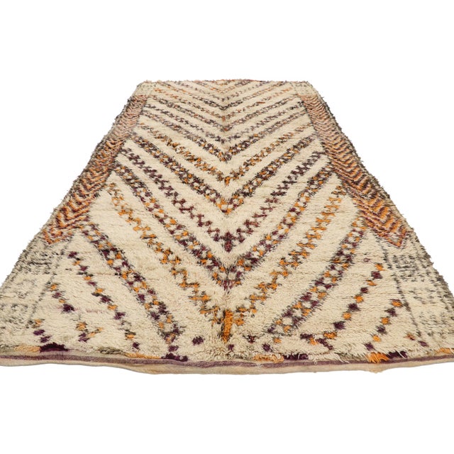 Mid-Century Modern Vintage Moroccan Beni Ourain Rug - 06'04 X 12'08 For Sale - Image 3 of 9
