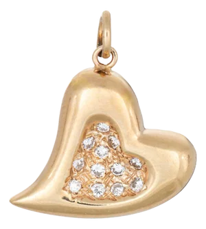 Witch's Heart Pendant Diamond Vintage 14k Yellow Gold Fine Jewelry