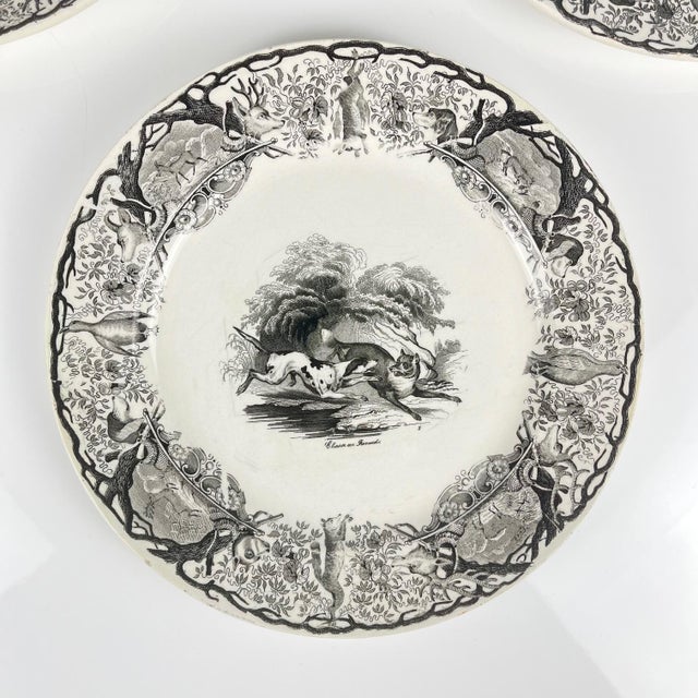 Ceramic Antique U&C Plates from Sarreguemines, 1850, Set of 3 For Sale - Image 7 of 15