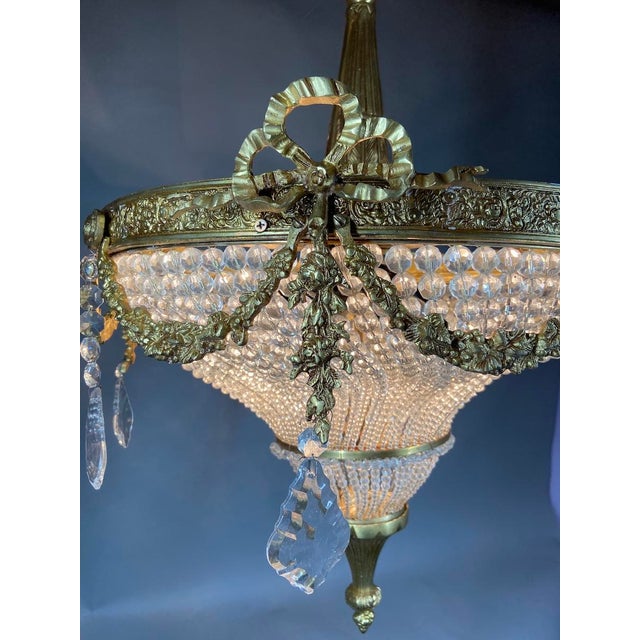 1970s French Louis XVI Gold Bronze Chandelier 4Lt For Sale - Image 13 of 14