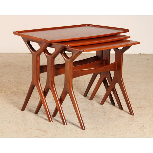 Mid-Century Danish Teak Nest of Tables by Johannes Andersen for CFC Silkeborg, 1960s, Set of 3 For Sale - Image 18 of 18