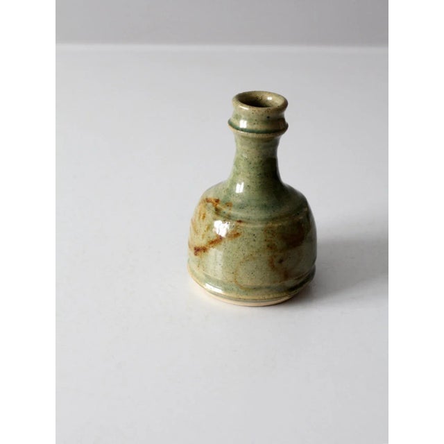 Ceramic Vintage Studio Pottery Bottleneck Vase For Sale - Image 7 of 9