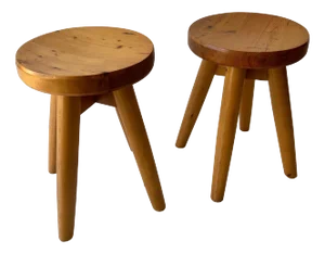 Rene Martin Pine wood Stools - A Pair