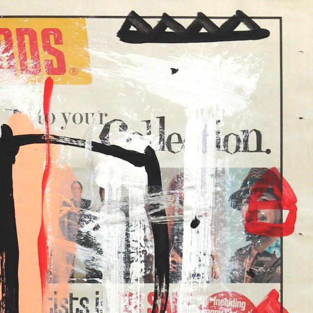 2020s Spinhead - Abstract Figurative Graffiti Street Art Acrylic Painting on Newspaper by Gary John For Sale - Image 5 of 6