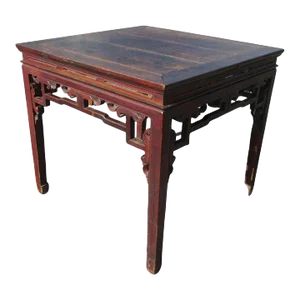 Late 19th Century Antique Chinese Wood Ba Xian Eight Immortals Dining Table
