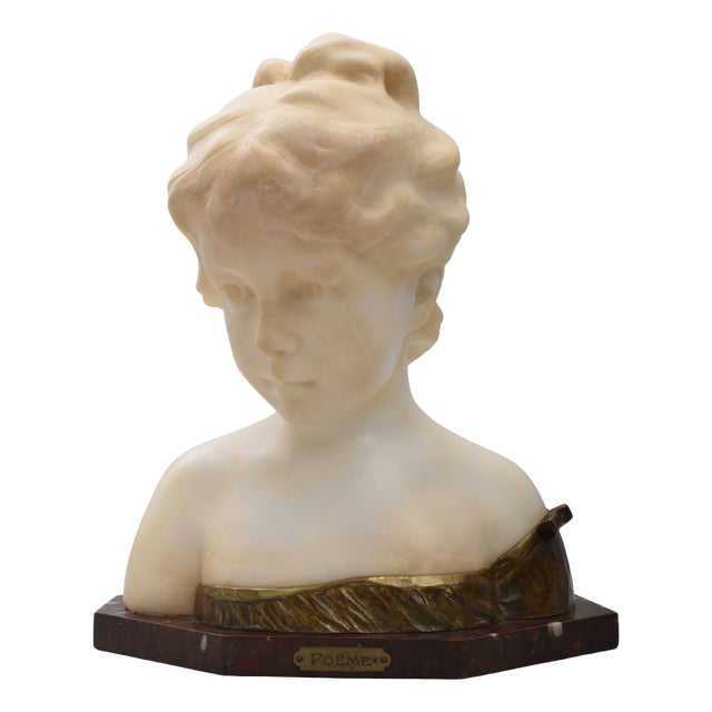 Gino AR, Young Girl Sculpture, 1890s, Alabaster For Sale