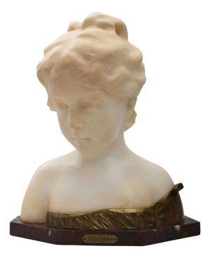 Gino AR, Young Girl Sculpture, 1890s, Alabaster
