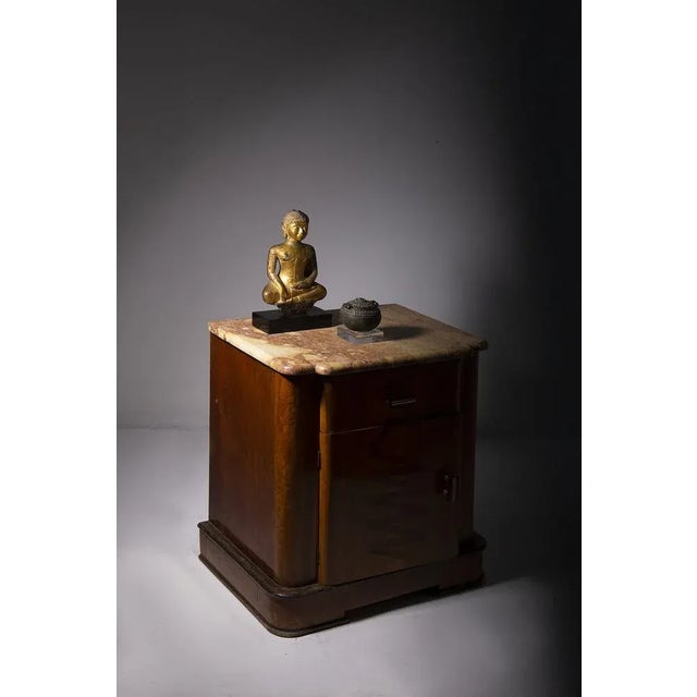 Italian Futurist Bedside Tables in Marble and Walnut, 1915, Set of 2 For Sale - Image 4 of 13
