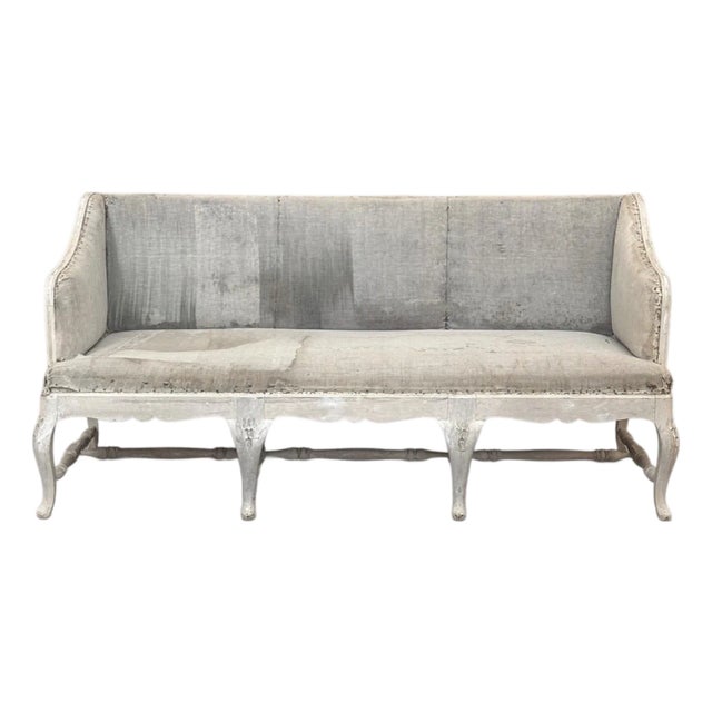 18th Century Swedish Rococo Bench in Hand-Scraped Painted Finish For Sale