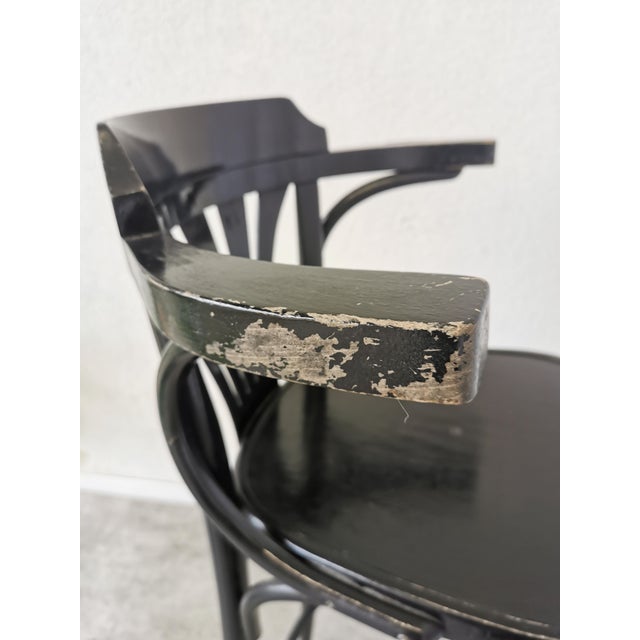 Mid-Century Black Bentwood Bar Chair in the style of Thonet, 1970s For Sale - Image 13 of 18