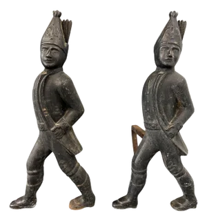Pair of 19th Century Hessian Soldiers Antique Andirons