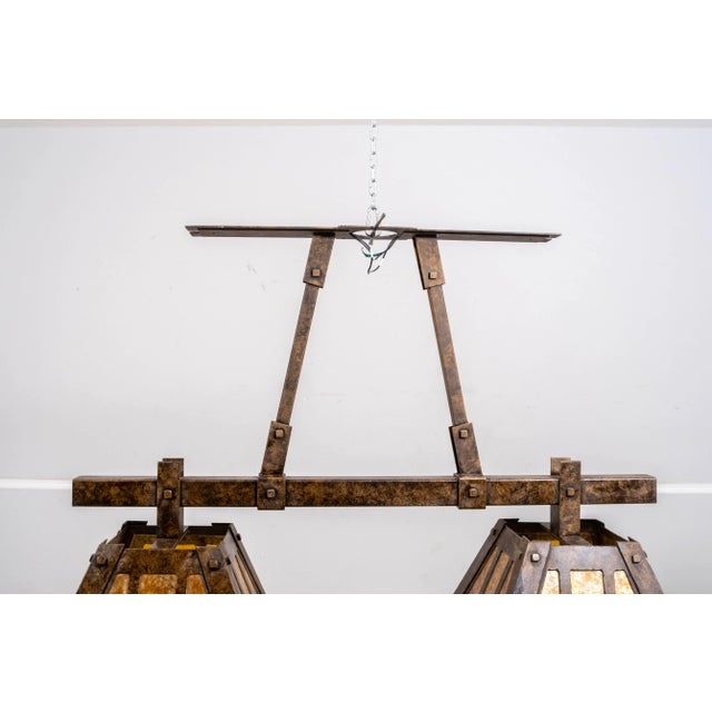 Arts & Crafts Large Mica Shade Chandelier Light Fixture For Sale - Image 4 of 13