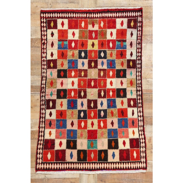 Vintage Persian Lori Checkerboard Rug - 04'01 X 06'01 For Sale - Image 9 of 9