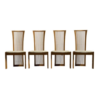 Late 20th Century Set of 4 Postmodern Italian Slatted High-Back Dining Chairs by Pietro Costantini For Sale