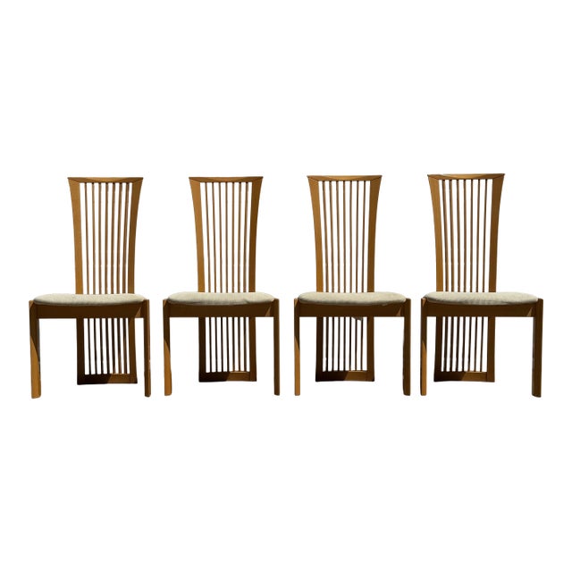 Late 20th Century Set of 4 Postmodern Italian Slatted High-Back Dining Chairs by Pietro Costantini For Sale