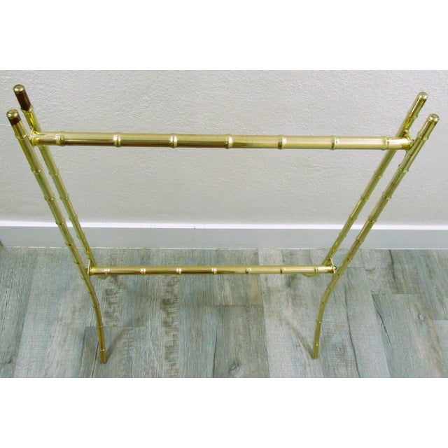 Hollywood Regency Vintage Hollywood Regency Brass Bamboo Towel Holder For Sale - Image 3 of 10