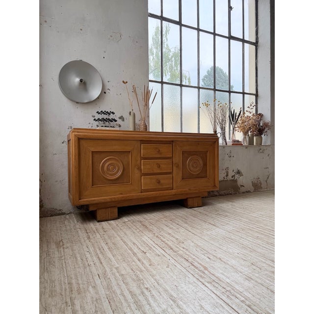 Brown Art Deco Oak Sideboard by Dudouyt, 1940s For Sale - Image 8 of 18