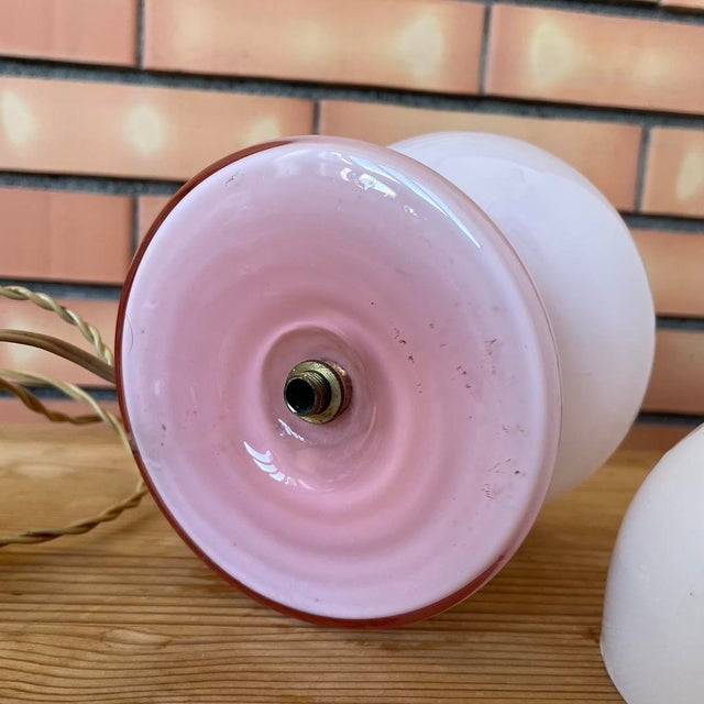 Space Age Accent Table Lamp in Pink Opaline Glass, 1960s For Sale - Image 9 of 13