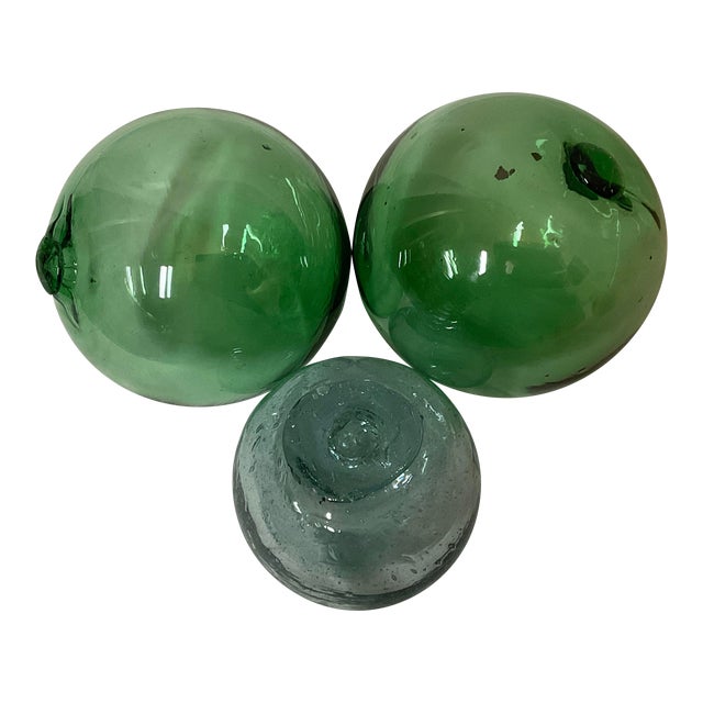 Early 20th Century Hand Blown Glass Orb Ball Japanese Fishing Floats For Sale