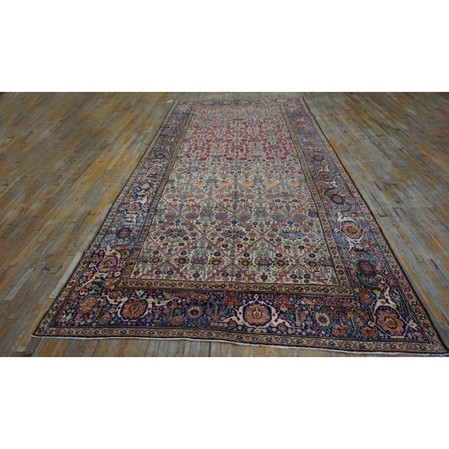 Antique Persian Rug With Beautiful Allover Diamond and Floral Pattern on Ivory Background Color For Sale In New York - Image 6 of 12