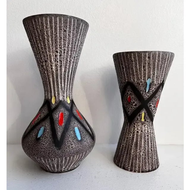 Mid-Century Modern Circa 1960s Vintage Vases Marked 'Foreign' by Scheurich - Set of 2 For Sale - Image 3 of 11