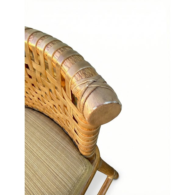Wood Pair of Vintage McGuire Woven Rattan and Rawhide Counter Height Bar Stools For Sale - Image 7 of 7
