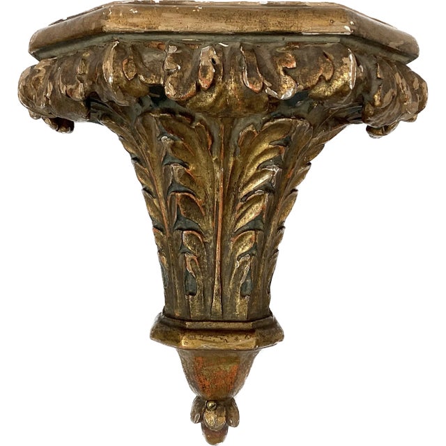 19th Century Pair of 19th Century Italian Gilt Wall Brackets For Sale - Image 5 of 7