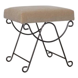 Panoplie Iron Loop Stool, Brown Mohair For Sale
