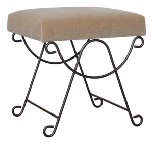 Panoplie Iron Loop Stool, Brown Mohair