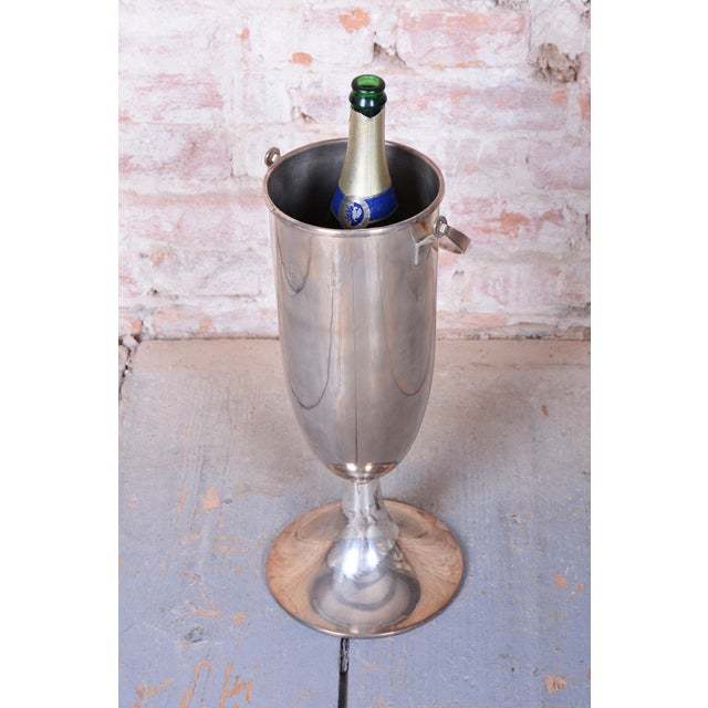 Silver Art Deco Standing Champagne Cooler in Silver-Plated Metal, France, 1920s For Sale - Image 8 of 14