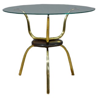 Vintage Italian Glass and Brass Coffee Table, 1950s For Sale