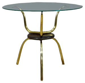 Vintage Italian Glass and Brass Coffee Table, 1950s