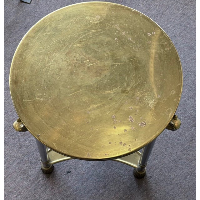 Early Neoclassical Brass and Polished Steel Three Legged Taboret or Side Table For Sale - Image 4 of 10