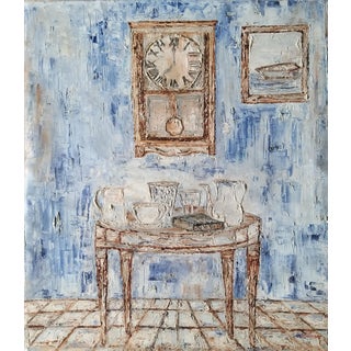 "When Time Stood Still" Original Expressionist Interior Scene Painting by Shabana Godhrawala For Sale