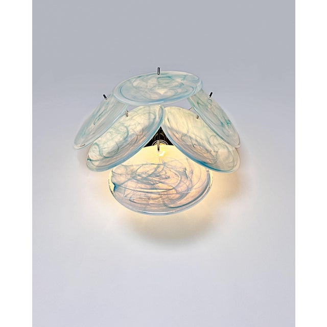 Alabaster Blue Glass Discs Wall Sconces, 1990s, Set of 2 For Sale - Image 12 of 14