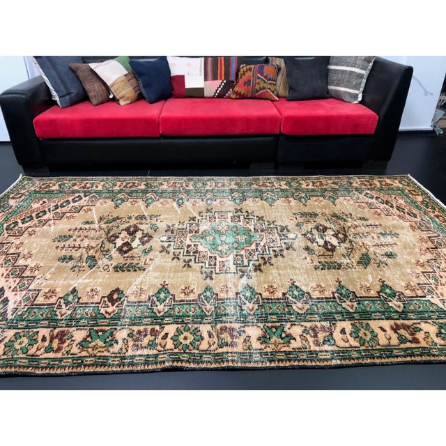 Textile Vintage Distressed Turkish Area Rug For Sale - Image 7 of 11