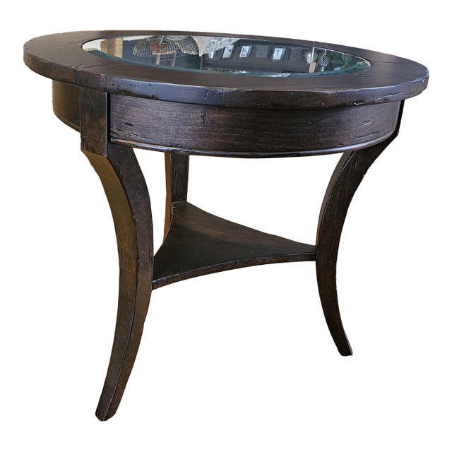 Fremarc End Table With Beveled Glass Top For Sale