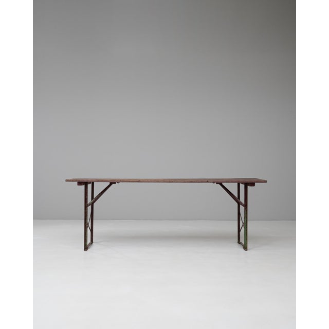 20th Century French Metal & Wooden Folding Garden Table For Sale - Image 16 of 18
