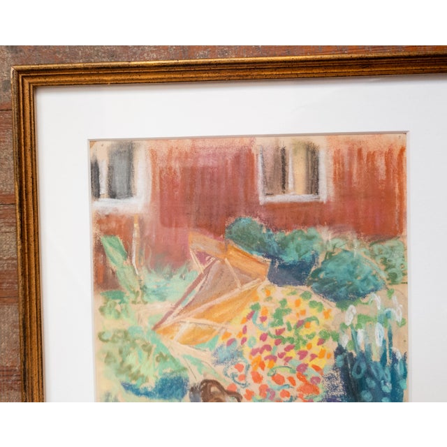 Mid-Century Modern Mid-Century Modern Colorful New England Garden Abstract Oil Pastel, Signed For Sale - Image 3 of 10
