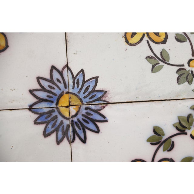 19th Century Set of Four Floral Tiles, Portuguese Baroque For Sale - Image 10 of 14
