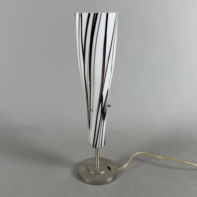 Modernist Zebra Glass and Metal Cone Table Lamp from Giorgione, 1980s For Sale - Image 12 of 12